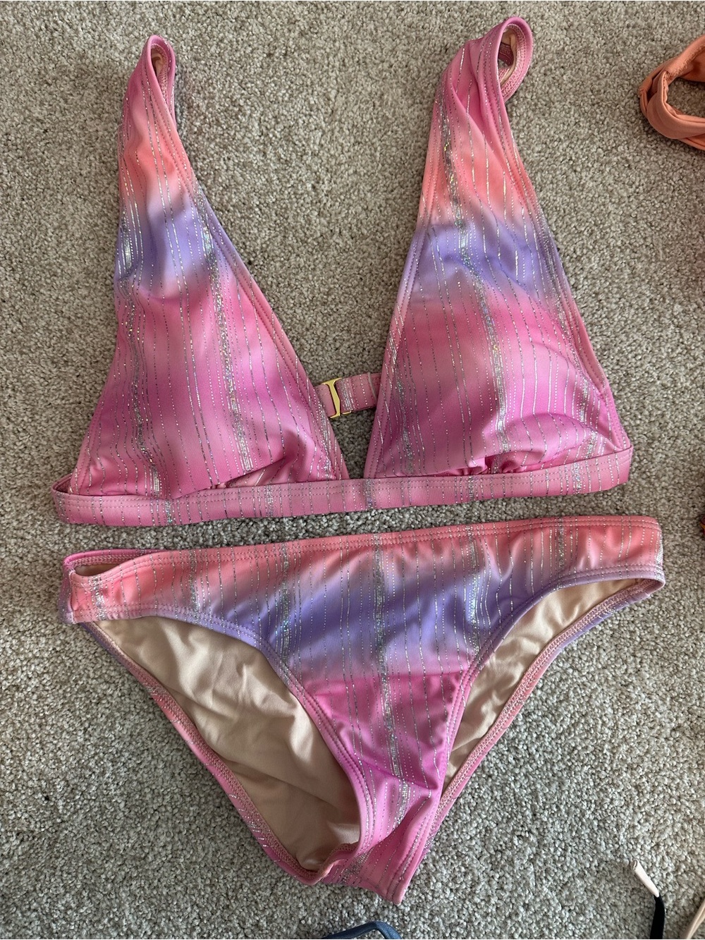 Pink Lily Pink Purple Gradient Glitter Bikini - Two-Piece Swim Set
